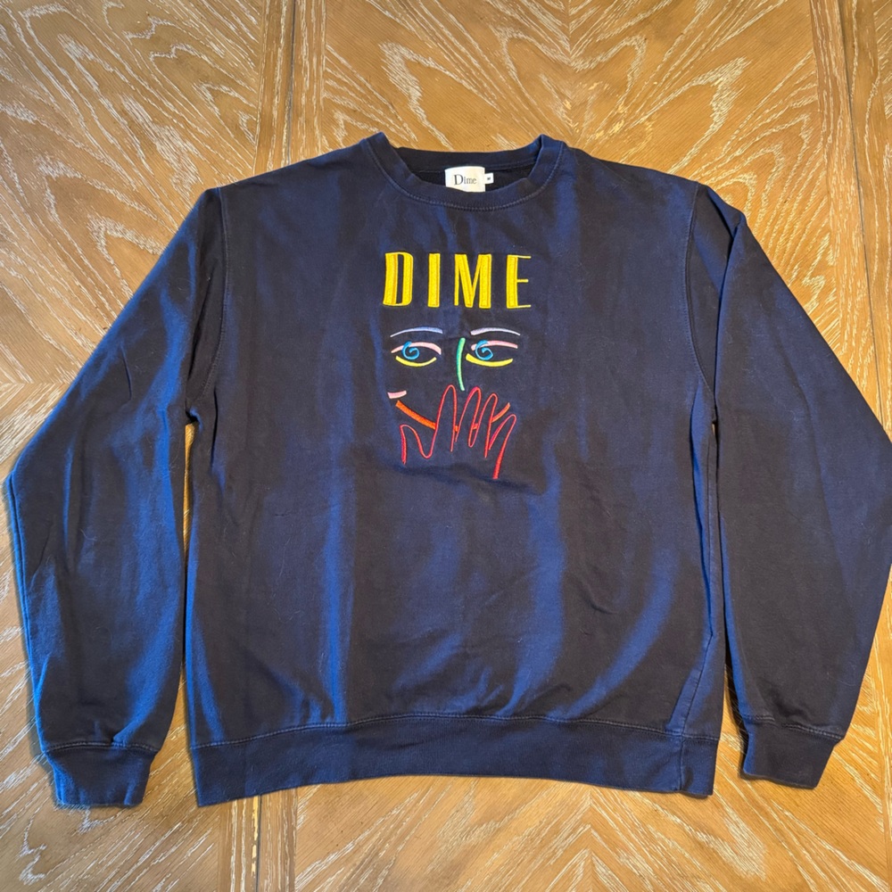 Dime - Embroidered Smile Crewneck - Black - Size M